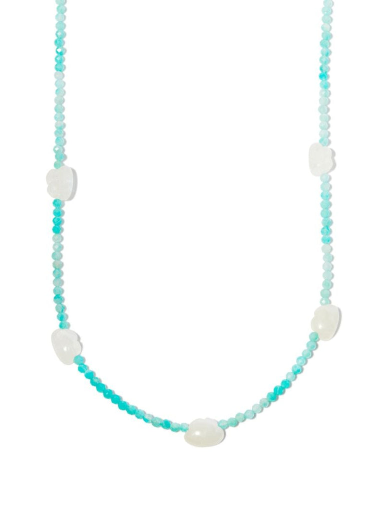 9k Yellow Gold Blue Sky Thinking Opal and Moonstone Necklace