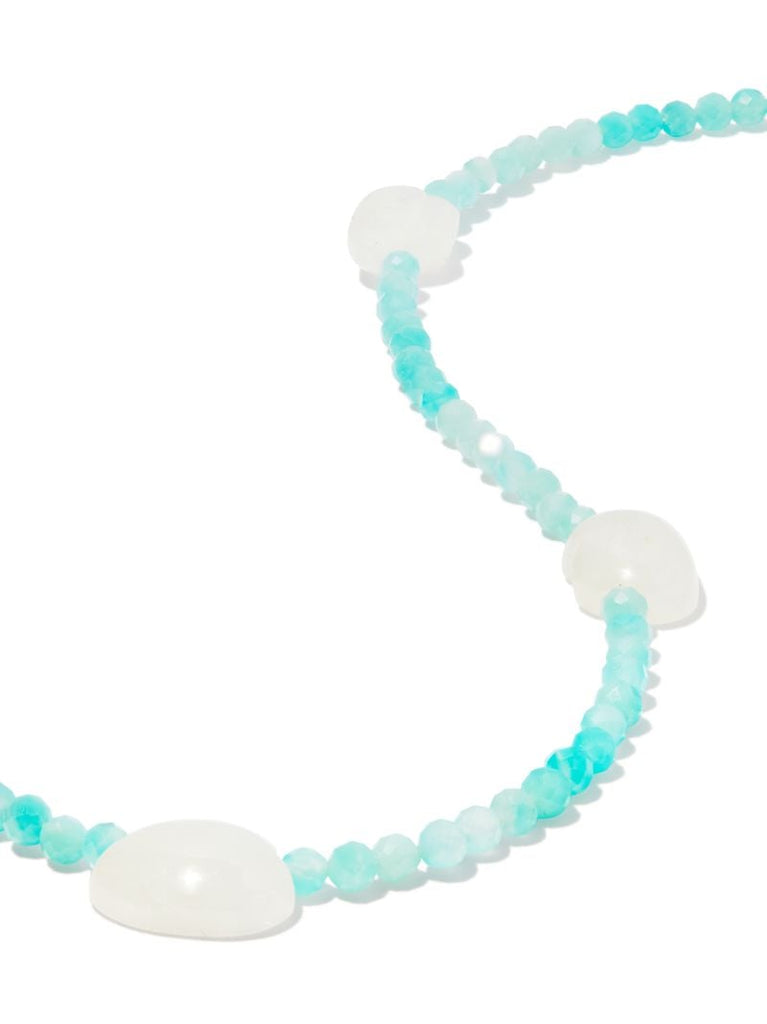 9k Yellow Gold Blue Sky Thinking Opal and Moonstone Necklace