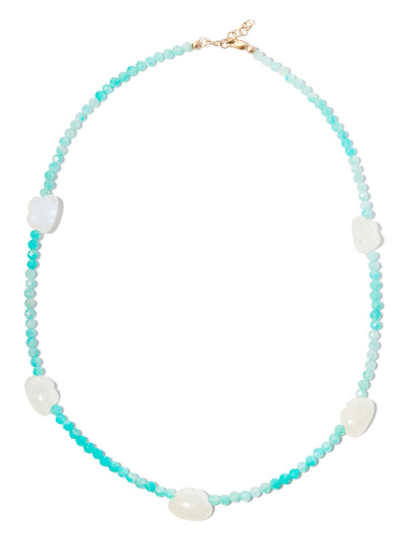 9k Yellow Gold Blue Sky Thinking Opal and Moonstone Necklace