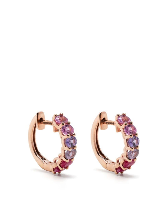 14k Rose Gold Chunko Sapphire Hoop Earrings