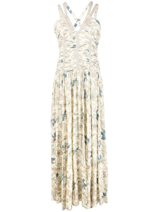 Neutral Anya Floral Gown