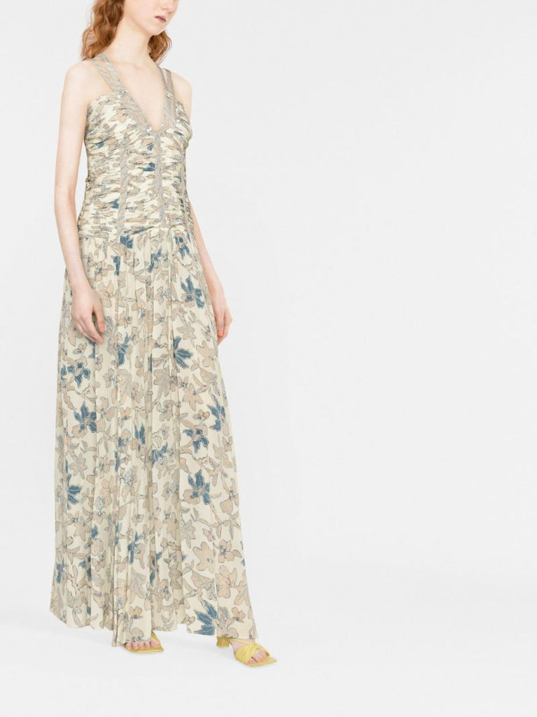 Neutral Anya Floral Gown