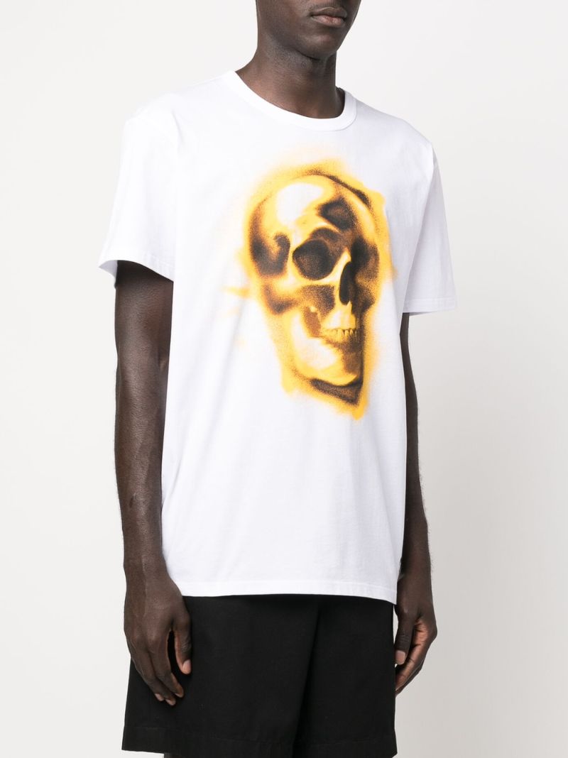 White Skull Print Cotton T-shirt