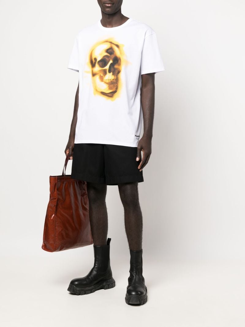 White Skull Print Cotton T-shirt