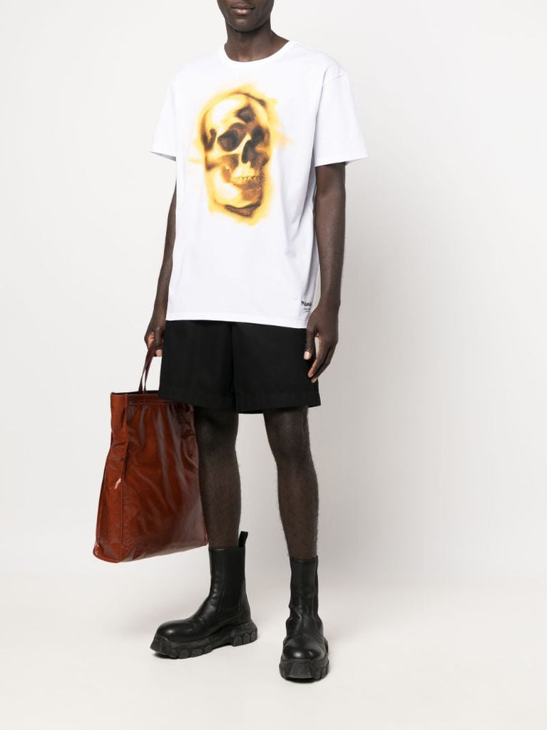White Skull Print Cotton T-shirt