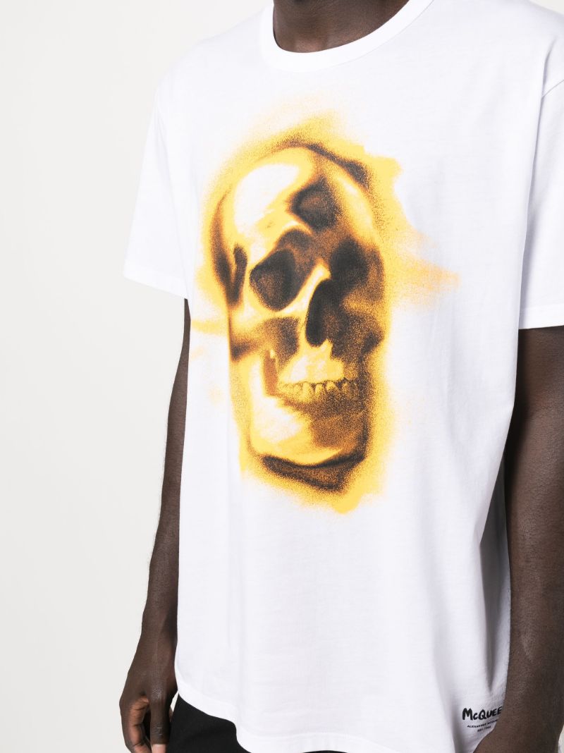 White Skull Print Cotton T-shirt