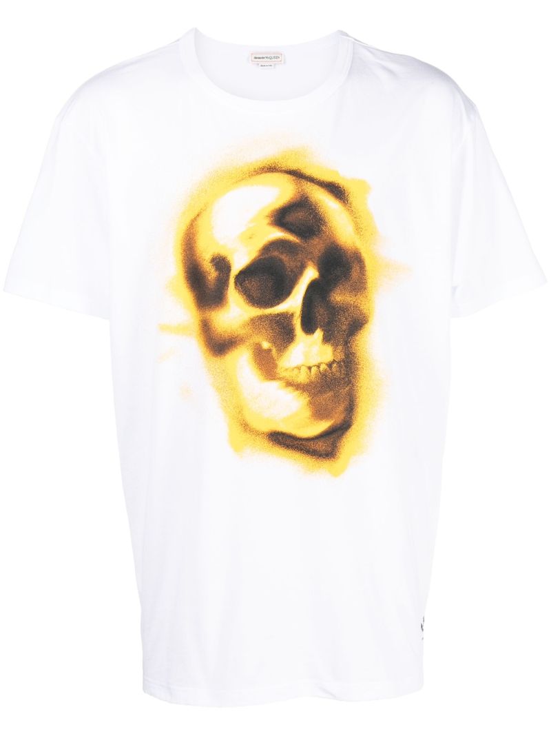 White Skull Print Cotton T-shirt