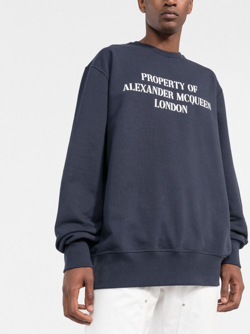 Blue Logo Print Cotton Sweatshirt