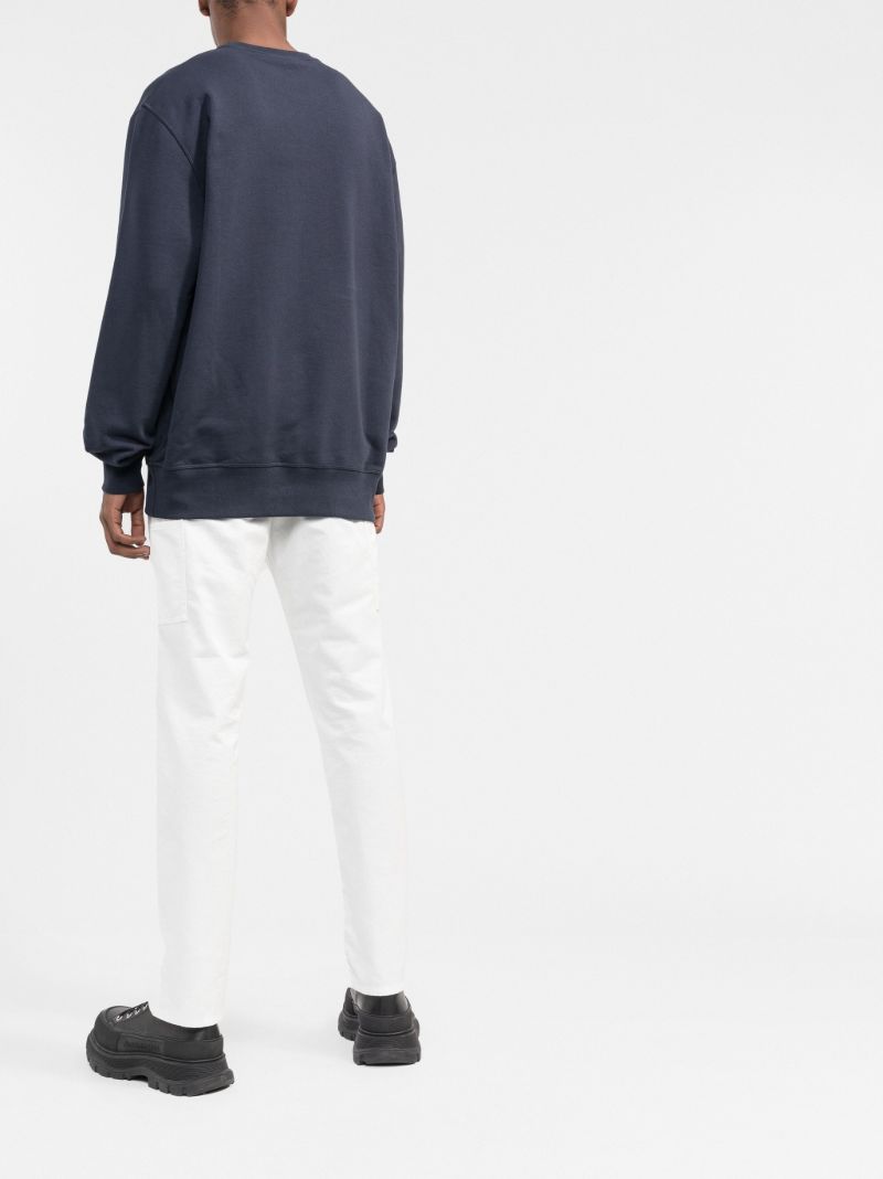Blue Logo Print Cotton Sweatshirt