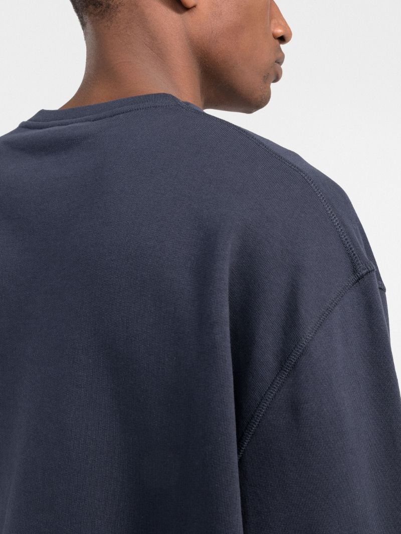 Blue Logo Print Cotton Sweatshirt