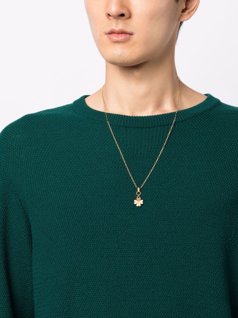 18k Yellow Gold Four Heart Clover Diamond Necklace