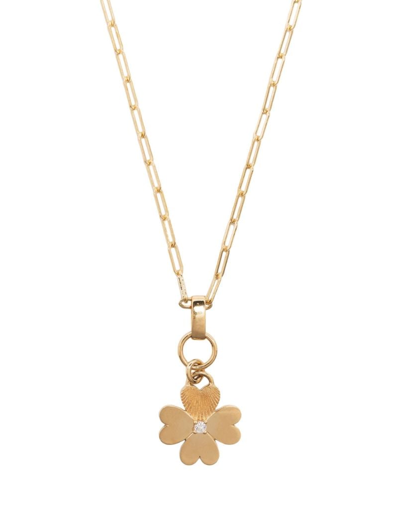 18k Yellow Gold Four Heart Clover Diamond Necklace