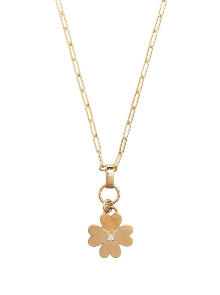 18k Yellow Gold Four Heart Clover Diamond Necklace