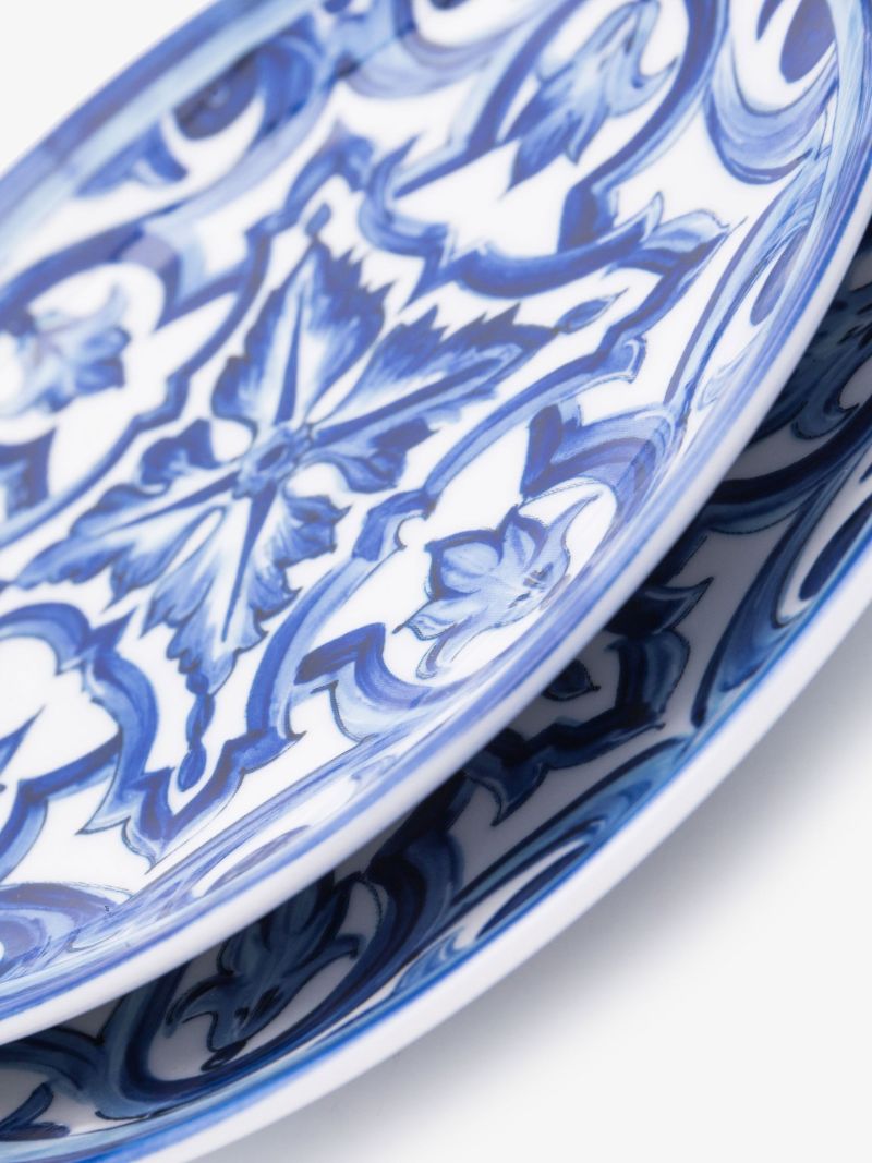 Blue Meditteraneo Pattern Bread Plate Set