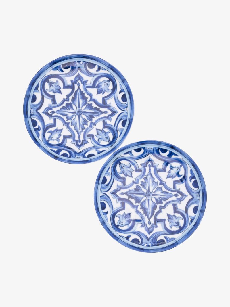 Blue Meditteraneo Pattern Bread Plate Set