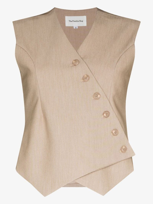 Neutral Maesa Asymmetrical Waistcoat
