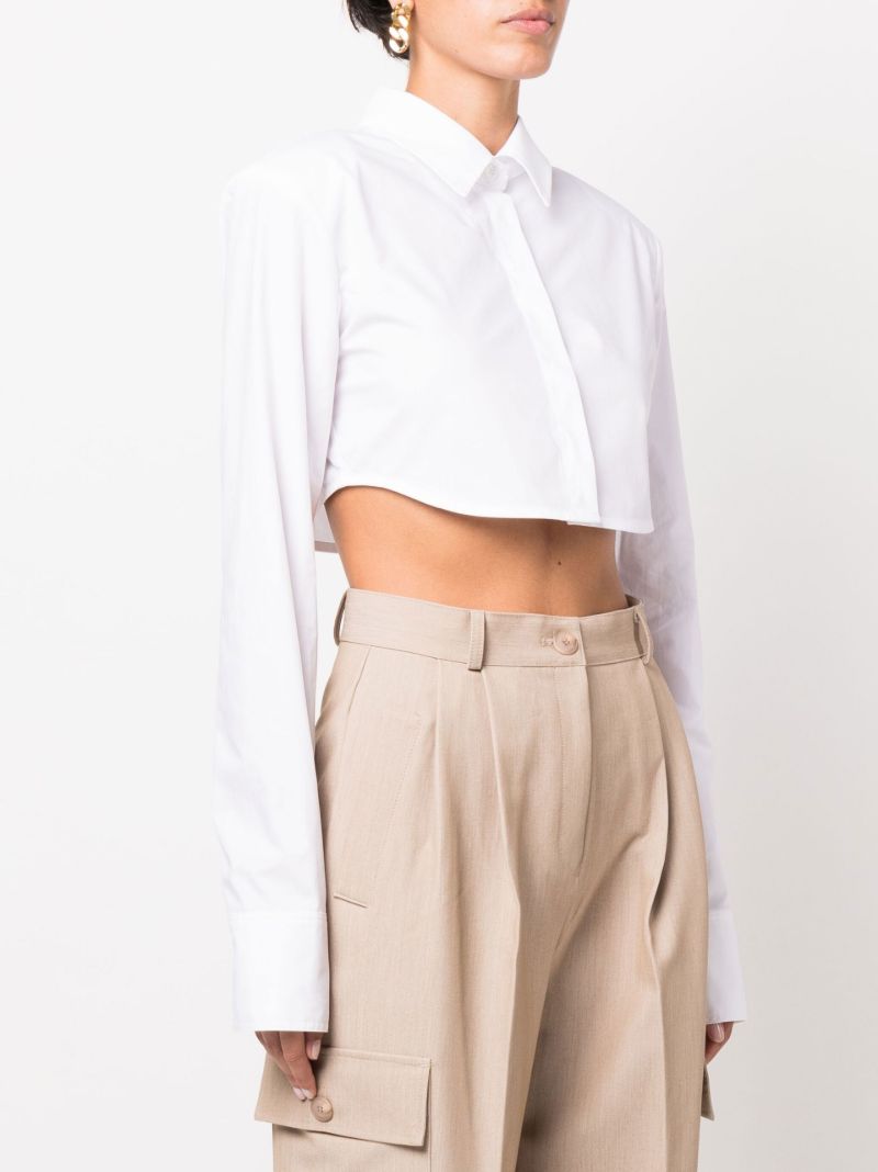 White Uma Cropped Cotton Shirt