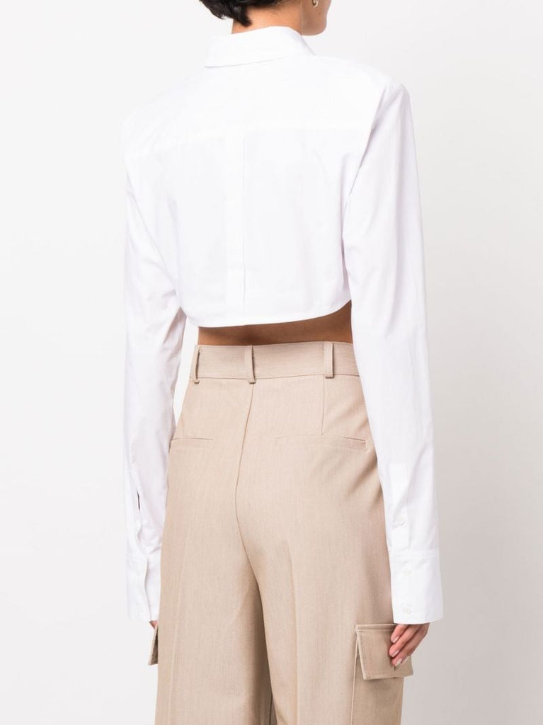 White Uma Cropped Cotton Shirt