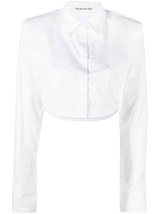 White Uma Cropped Cotton Shirt