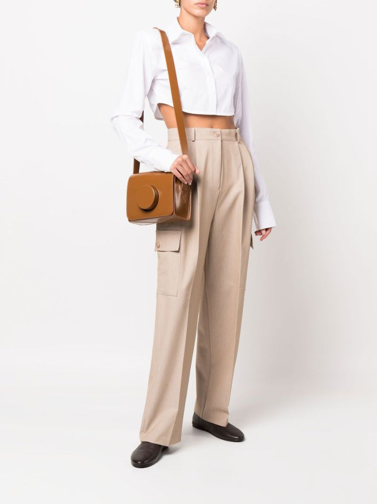 White Uma Cropped Cotton Shirt