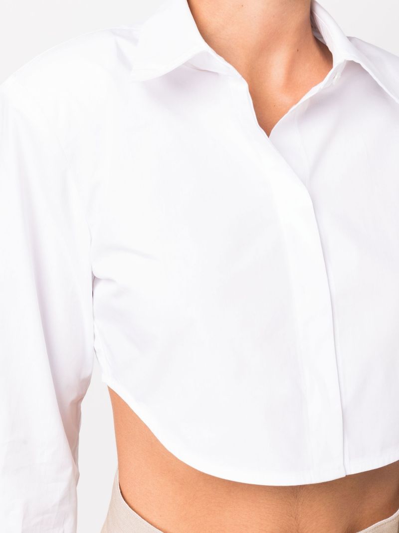 White Uma Cropped Cotton Shirt