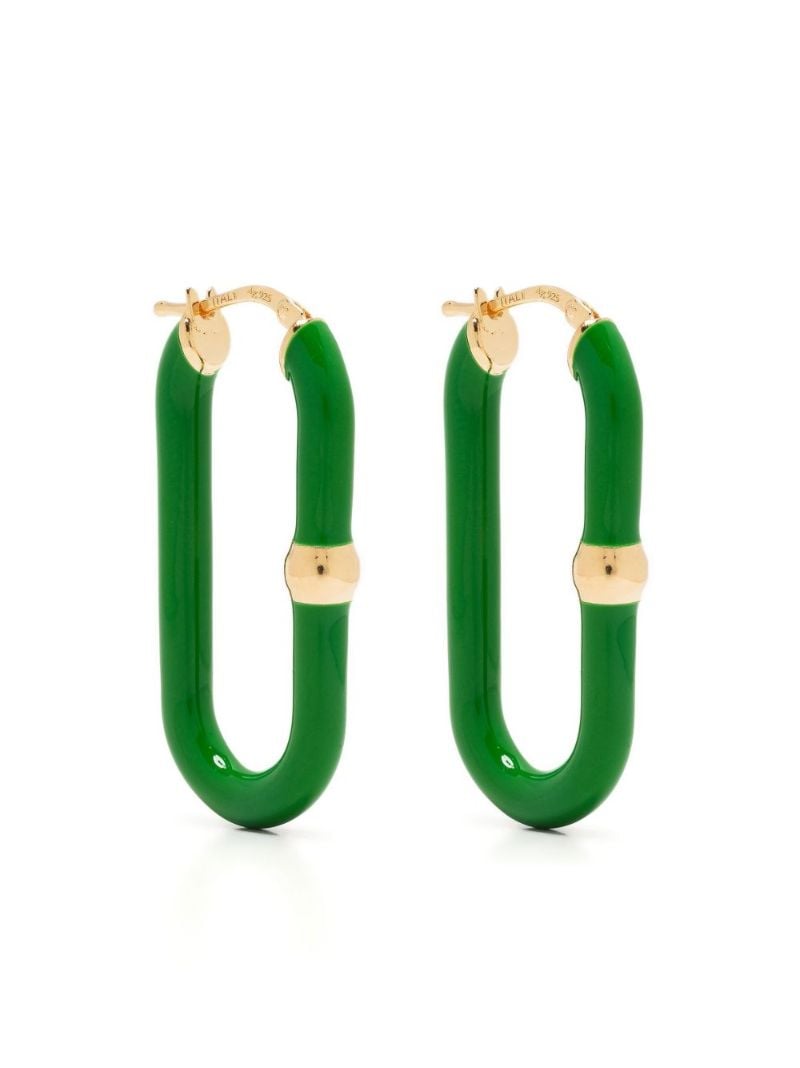Gold-plated Chains Enamel Hoop Earrings