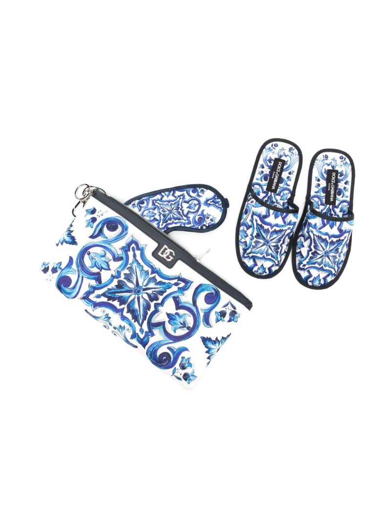 Blue Comfort Slippers and Eye Mask Set
