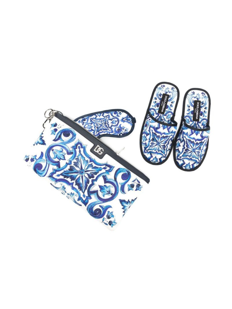 Blue Comfort Slippers and Eye Mask Set