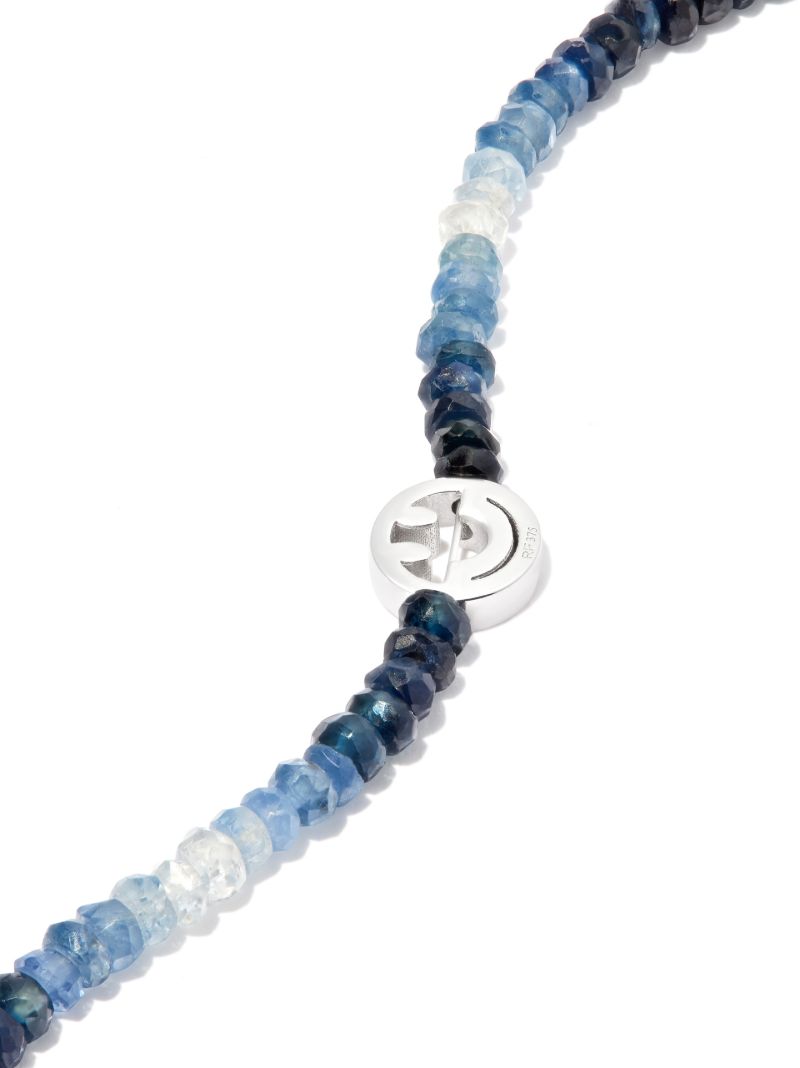 9k White Gold Smiley Sapphire Beaded Bracelet