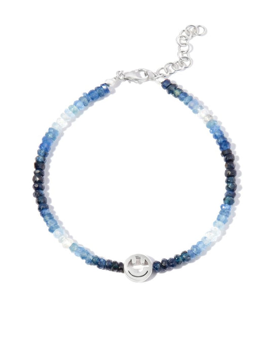 9k White Gold Smiley Sapphire Beaded Bracelet