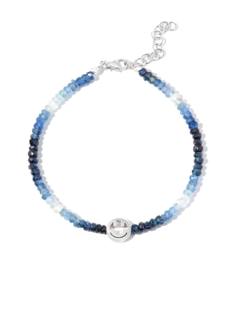 9k White Gold Smiley Sapphire Beaded Bracelet