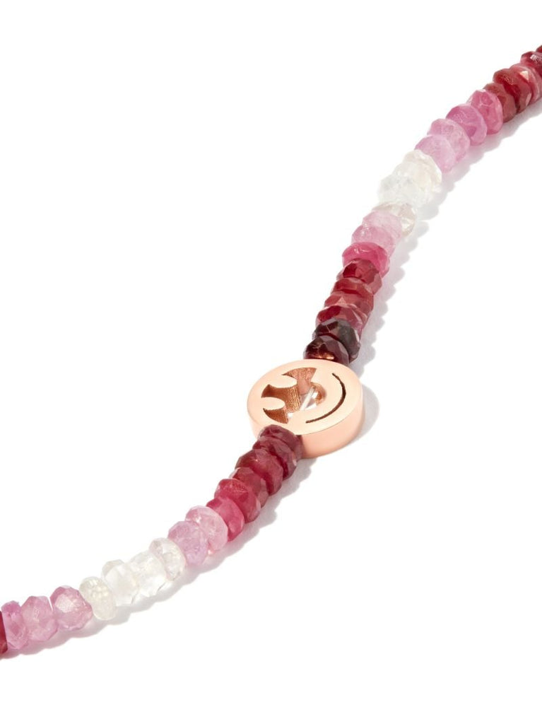 9kt Rose Gold Smiley Ruby Beaded Bracelet
