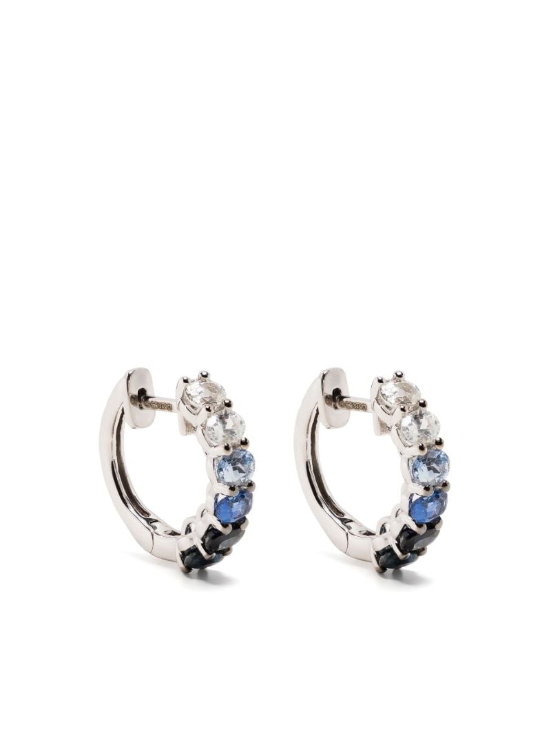14k White Gold Chunko Sapphire Hoop Earrings