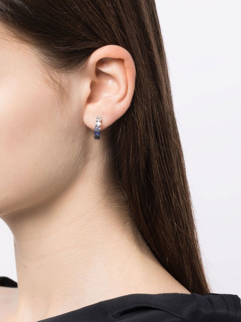 14k White Gold Chunko Sapphire Hoop Earrings
