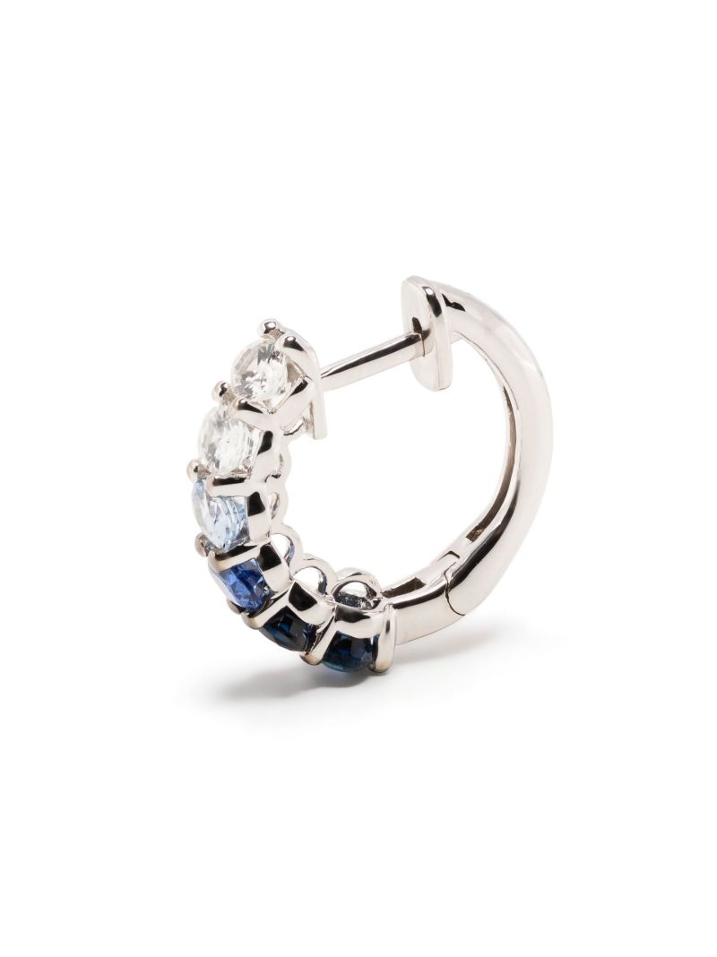 14k White Gold Chunko Sapphire Hoop Earrings