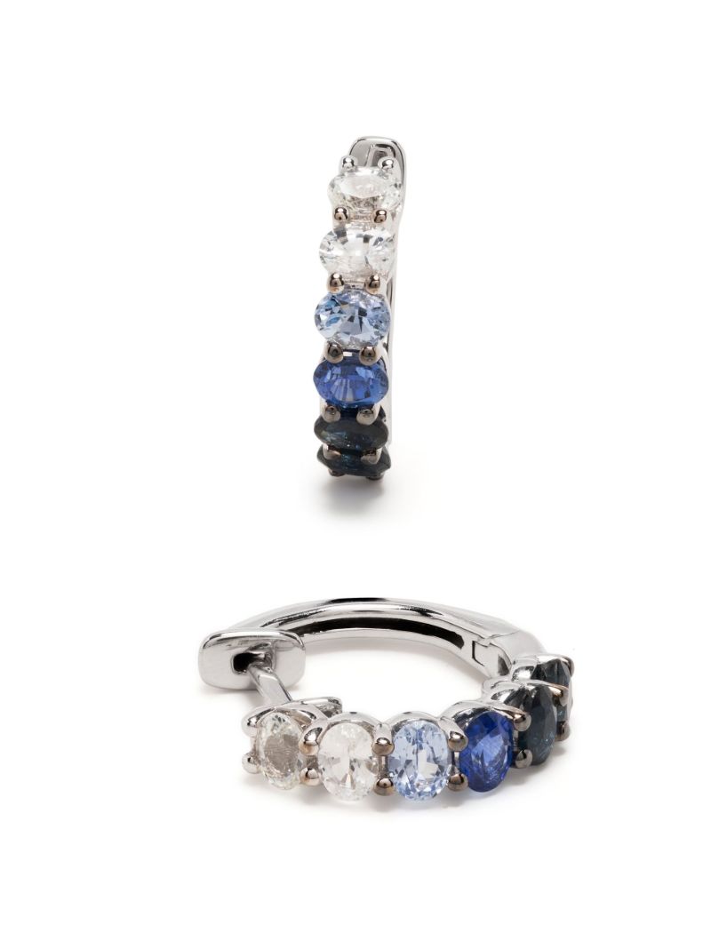 14k White Gold Chunko Sapphire Hoop Earrings