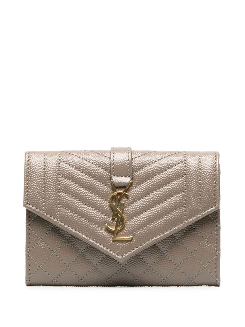 Grey Envelope Small Quilted Leather Wallet