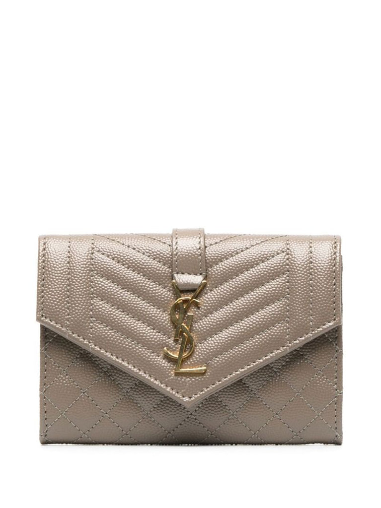 Grey Envelope Small Quilted Leather Wallet