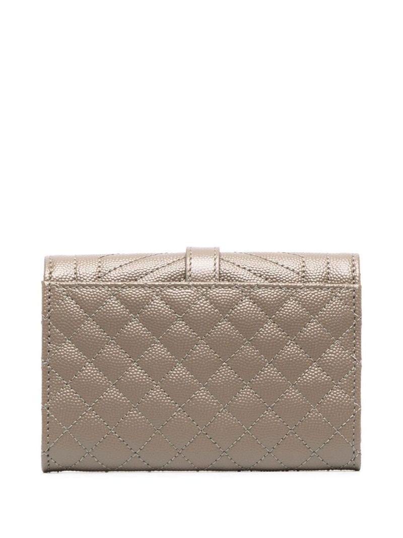 Grey Envelope Small Quilted Leather Wallet
