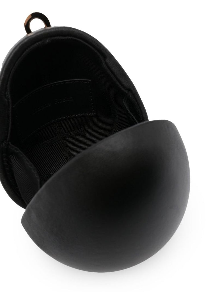 Black Egg Micro Leather Cross Body Bag