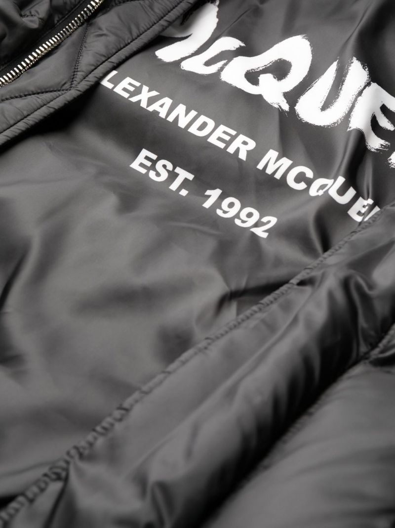 Black Graffiti Print Puffer Jacket