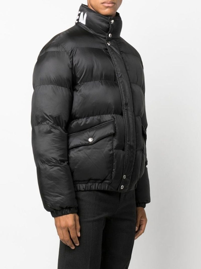 Black Graffiti Print Puffer Jacket