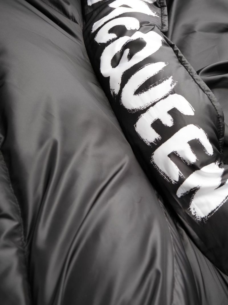 Black Graffiti Print Puffer Jacket