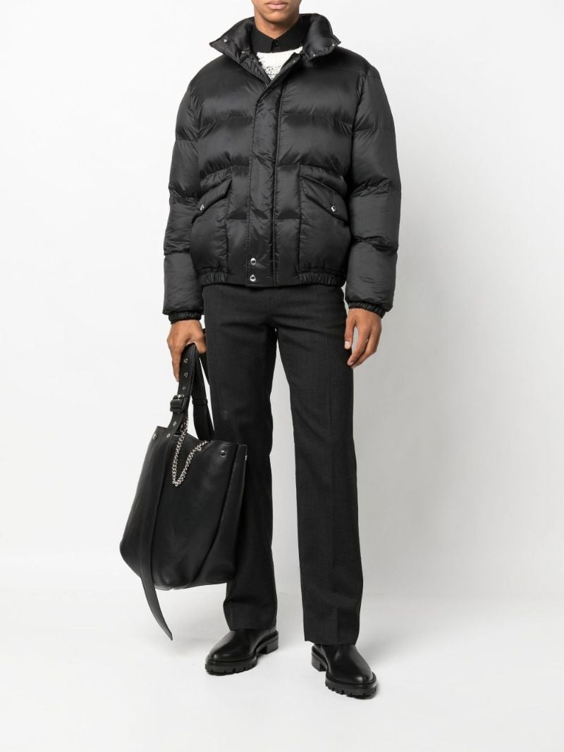 Black Graffiti Print Puffer Jacket