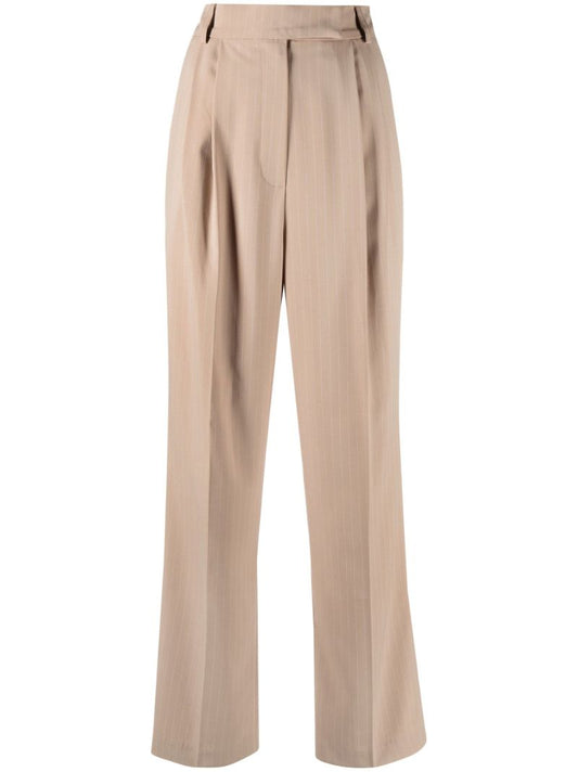 Neutral Bea Pinstripe Straight-leg Trousers