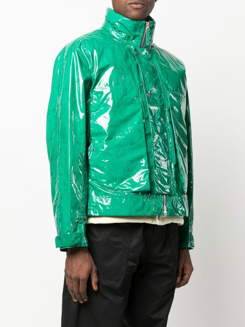 Green Detachable Vest Printed Cotton Jacket