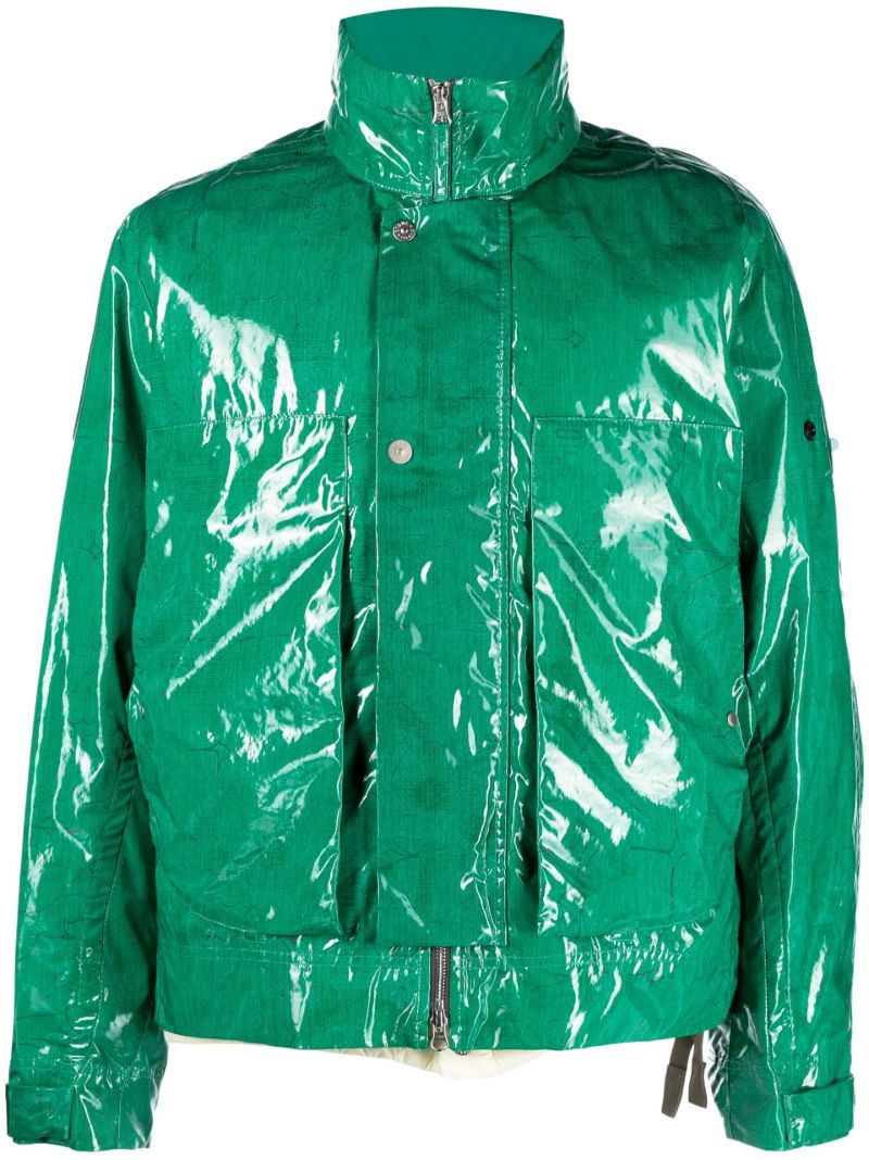 Green Detachable Vest Printed Cotton Jacket