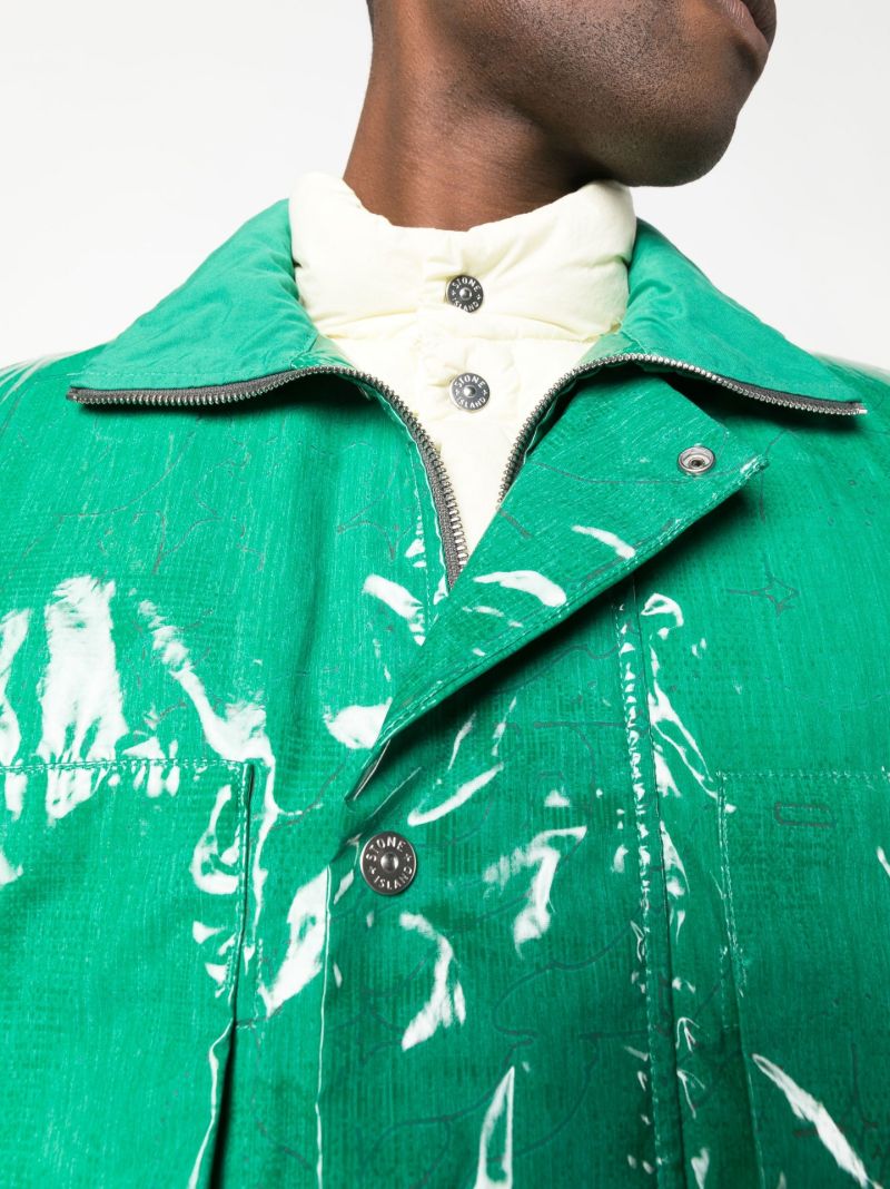 Green Detachable Vest Printed Cotton Jacket