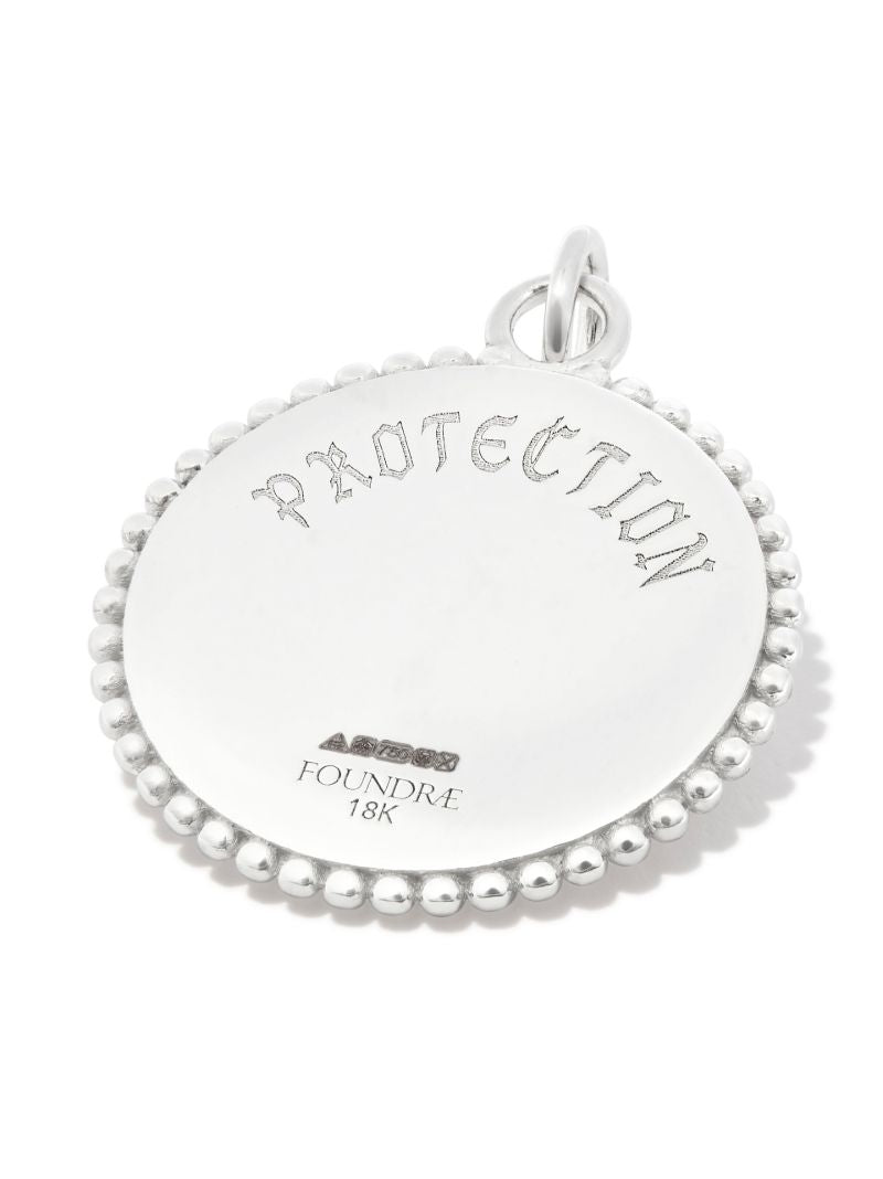 18k White Gold Protection Medium Diamond Medallion Charm