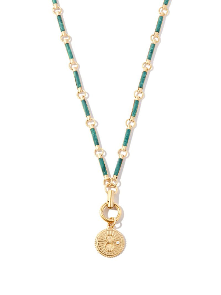 18k Yellow Gold Malachite Karma Pendant Necklace